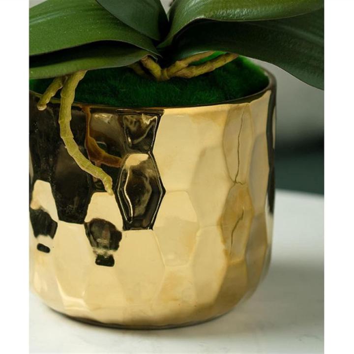 Kunstblumen Künstliches Blumen-Set, goldene Keramikvase mit künstlicher Schmetterlings-Orchidee, Arrangements für den Esstisch für Hochzeitsfeiern für jeden Anlass