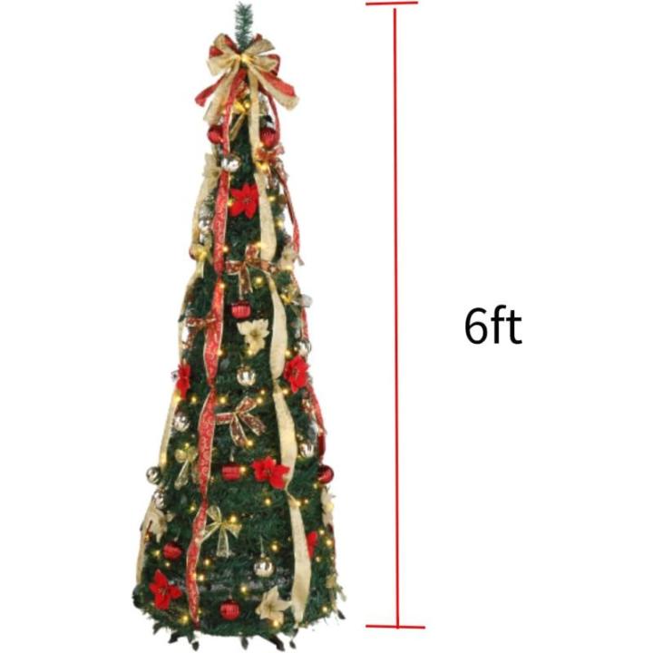 6/7 Fuß großer, 1-Minuten-Pop-Up-Weihnachtsbaum mit Licht, zusammenklappbarer Weihnachtsbaum, Arbol De Navidad Plegable, komplett dekorierter, vorbeleuchteter 6/7 Fuß großer, F