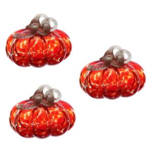 Glazen Decor 3 Stuks Glazen Pompoen Ornament Microgroen Bureau Decoratie Miniaturen Geblazen Pompoen Sculptuur Van Glas Thanksgiving Bureau Halloween