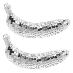 2St Disco-Banane Bühnenbeleuchtungskugel reflektierende Discokugel gefälschte Banane hochzeitsdekoration Vintage Dekoration bürodekoration Bananenfigur Tischschmuck aus Obst Sch
