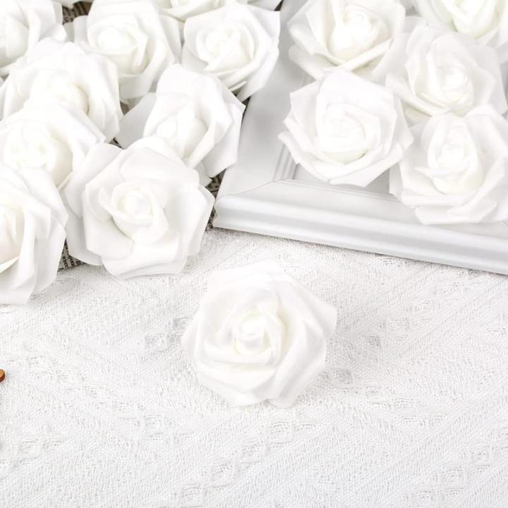 Kunstrozen, kunstrozen, schuim, rozen, bloemen, hoofd voor doe-het-zelf, bruiloft, bruid, boeketten, tafellay-outs, feest, thuis, decoraties (wit)