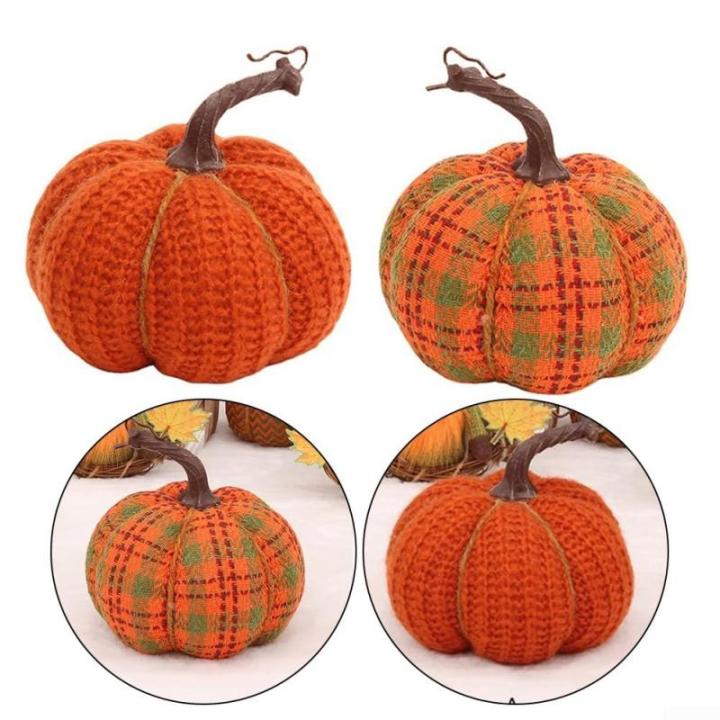 Vibrants Strickstoff Kürbis Ornament, perfekte Halloween-Ernte, Festival, Erntedankfest, Dekoration, erhältlich in verschiedenen Größen (1 klein)