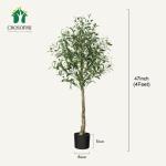 Kunstmatige olijfboom plant 120 cm nep vormgesneden zijden boom, perfecte in pot voor binnen en buiten