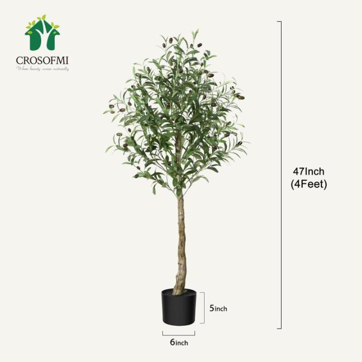 Kunstmatige olijfboom plant 120 cm nep vormgesneden zijden boom, perfecte in pot voor binnen en buiten