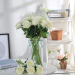 10 stuks zijden kunstrozen, bruidsboeket, bloemen voor tuin, verjaardagsfeest, thuis, bruiloftsdecoratie, witte rozen
