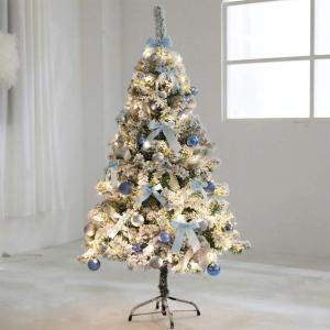 Leichter künstlicher Weihnachtsbaum, beflockter Schnee mit Ornamenten, Metallbeinen, Glasfaser-Baum, klassisch für Dekorationen im Innenbereich, 9,8 Fuß, modisch，A-7.8Ft(240CM