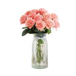 Kunstblumen Künstliche Blumen mit Glasvase Kunstseidenrose Gefälschte Pflanzen in Töpfen, Simulationsblumen-Tischdekorationszubehör für jeden Anlass