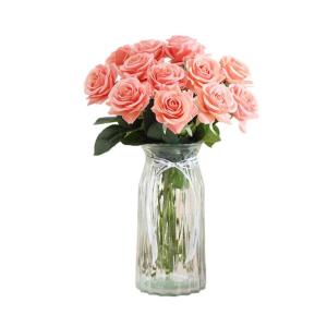 Kunstblumen Künstliche Blumen mit Glasvase Kunstseidenrose Gefälschte Pflanzen in Töpfen, Simulationsblumen-Tischdekorationszubehör für jeden Anlass