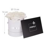 Rozenbox rond, 4 rozen, stevige bloemenbox, wit, 10 jaar houdbaar, cadeau-idee, decoratieve bloemenbox, wit, 14 x 13 x 13 cm