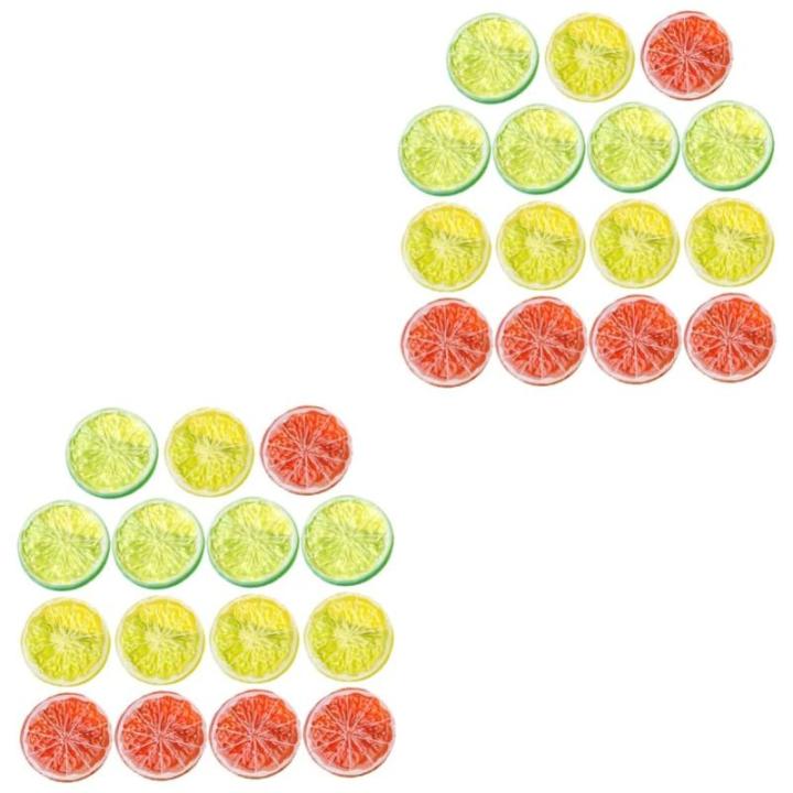 30 STK Nachahmung Einer Zitronenscheibe gefälschte Zitronenscheiben Früchte Fotorequisite künstliche früchte kaffeebecher Grapefruit-Ornamente künstliche Zitronenscheiben PVC
