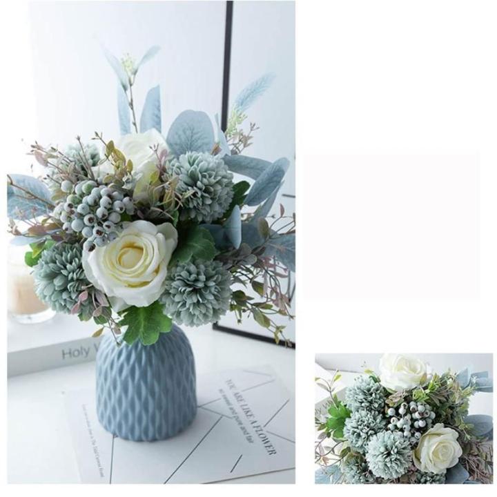 Kunstblumen Künstliche Blumen in Keramikvase, Florale Ornamente Arrangements Wohnzimmertisch Blumendekoration Kunstblumen für jeden Anlass