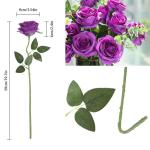 10 stuks zijden kunstrozen bloemen bruidsboeket bloemen (paars)