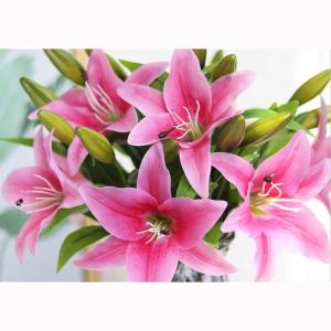 Kunstblumen Künstliche Blumen mit Glasvase, künstliche Lilienblumen, Pflanzen für Zuhause, Wohnzimmer, Büro, Party, Dekoration, echte Haptik für jeden Anlass