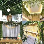 Ivy Kunstslinger, klimopslinger, 12 stuks, 84 ft nepklimop, planten, kunstplant, hangplant, kunst, klimop, decoratie, voor tuin, bruiloft, balkon, feest, wanddecoratie, esthetische
