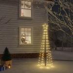 Led-kerstboom met haringen, lichtboom, kerstdecoratie, ster, verlichting, buitenverlichting, lichtketting, warmwit, 108 leds, 180 cm