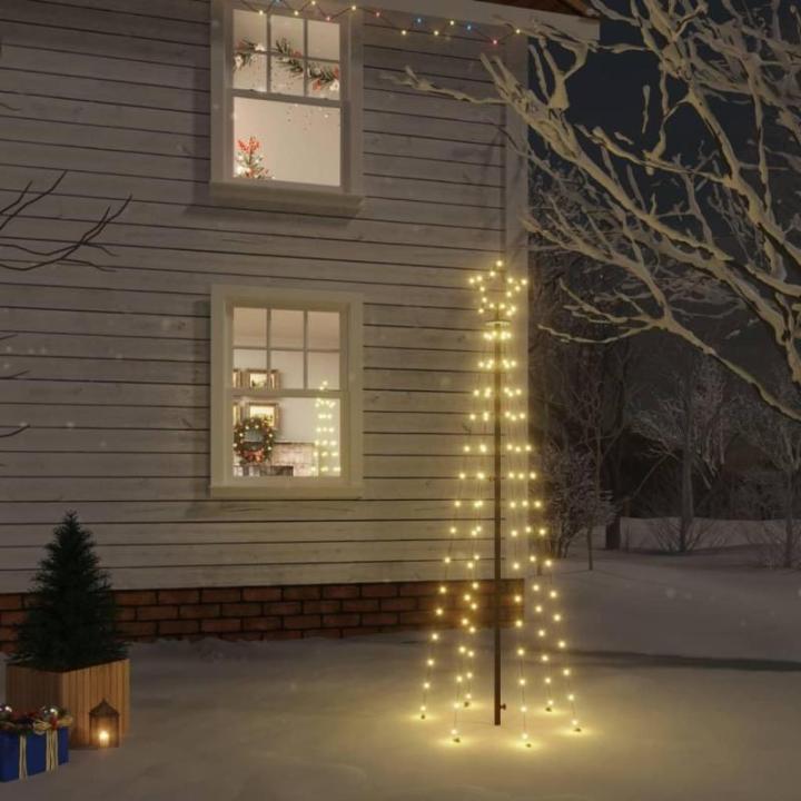 Led-kerstboom met haringen, lichtboom, kerstdecoratie, ster, verlichting, buitenverlichting, lichtketting, warmwit, 108 leds, 180 cm