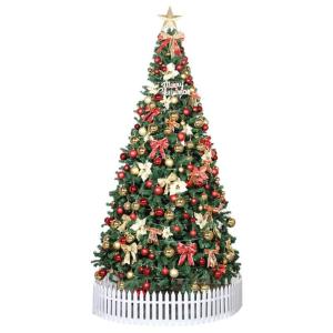 vorbeleuchteter 9,8 fuß großer künstlicher Premium-Weihnachtsbaum, hochwertiger PVC-Weihnachtsbaum mit scharnieren und soliden metallbeinen, Weihnachtsbaum für die feiertagsdek
