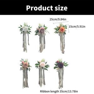 6 Stück Hochzeitszeremonie Ornamente Raffinierte Stuhlverzierungen Mit Künstlichen Blumen Kirchenbänken Blumen