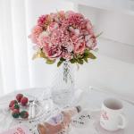 Künstliche Blumen,Unechte Blumen Deko Künstlich Pfingstrose Seide Hortensien Dekoration Plastik Blumenarrangements Hochzeit Blumenstrauß(Rouge)