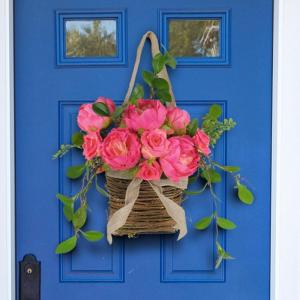 Rosen Blumen Kleiderbügel Kranz Künstliche Blume Kranz Sommer Blume Türbehang Körbe Kranz Bauernhäuser Cottage