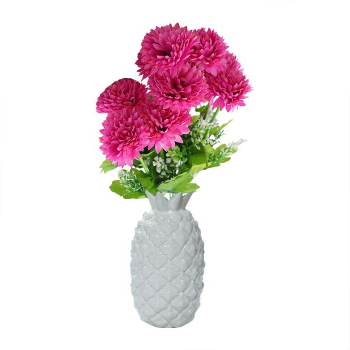 Kunstblumen Künstliche Pompon-Chrysantheme Kunstblumen Innen Heißes Rosa Seidenblumen Dekoration für Draußen Garten Outdoor Balkon