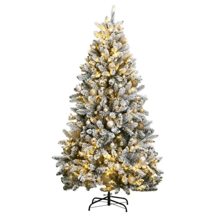 Künstlicher Weihnachtsbaum, Tannenbaum, Christbaum mit Metallständer, Weihnachtsdeko Kunstbaum, 300 LEDs & Kugeln 240 cm