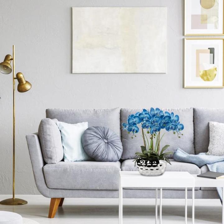 44 cm kunstmatige orchideeën phalaenopsis kunstbloemen als echte decoratieve orchidee bonsai kunstplant arrangement in keramische pot voor tafel woonkamer wooncultuur decoratie