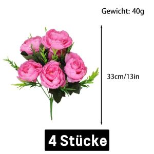 Fake Blumen 24 Bündel Pfingstrose Künstliche Blumen Rosa Blumensträuße für Hochzeit Partei Tischaufsätze Blumenarrangement Heim Küche Dekor 0804