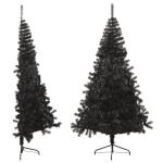 Schwarzer künstlicher halber Weihnachtsbaum, Tannenbaum mit Metallständer, Weihnachtsdekoration fürs Zimmer (240 cm)