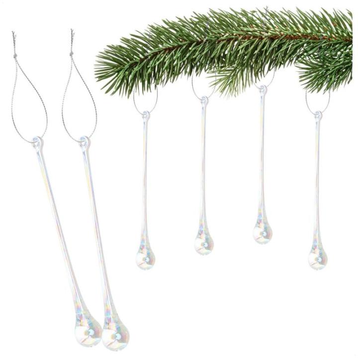 6x Kerstboom ijsdruppels - Kerstboomversiering voor de kerstboom - Kerstboomversiering - Kerstversiering (6x druppels - 1 maat)