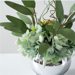 Kunstblumen Künstliche Blume, künstliche Pflanze, Silberne Vase, kleine Topfpflanze, für Zuhause, Schlafzimmer, Büro, Schreibtisch, Küche, Dekoration für jeden Anlass