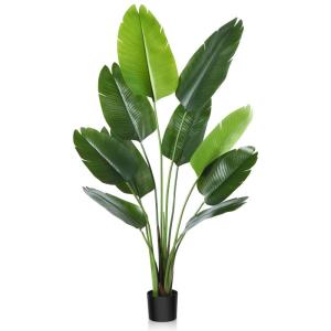 Künstliche Paradiesvogel Pflanze 150cm künstliche Tropische Palme mit 10 Blättern perfekte künstliche Pflanzen im Topf für drinnen und draußen Haus Büro Garten Moderne Dekor