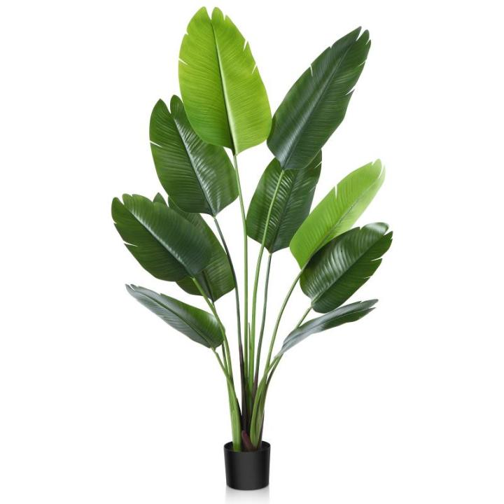 Künstliche Paradiesvogel Pflanze 150cm künstliche Tropische Palme mit 10 Blättern perfekte künstliche Pflanzen im Topf für drinnen und draußen Haus Büro Garten Moderne Dekor