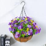 Künstliche Hängeblumen im Korb, Simulationsblumen-Hängekorb für Terrasse, Rasen, Gartendekoration, für die Dekoration Von Außen- und Innenräumen – Blau
