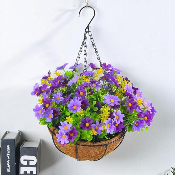 Künstliche Hängeblumen im Korb, Simulationsblumen-Hängekorb für Terrasse, Rasen, Gartendekoration, für die Dekoration Von Außen- und Innenräumen – Blau