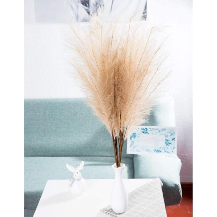 5 stuks kunstbloemen, pampasgras, groot ascendant-gras, nepbloemen, gras voor bruiloftsboeketten, thuisfeest, hotel, centerpieces decoraties, grijs