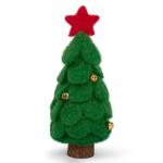 Mini-kerstboom, 17 cm, vilt met houten basis, kunstkerstversiering, miniatuur, dennenboom, tafeldecoratie, kleine kerstversiering, decoratie, geschenken, kerstdecoratie om te knuts