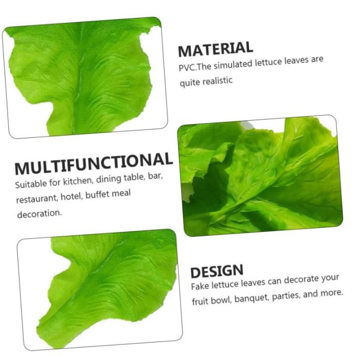 10 Sätze PVC-Salat Obstdekor Realistisches Essen Gemüse-Foto-Requisiten Grünes Dekor Künstliches Gemüseblatt Gefälschtes Gemüse Künstliche Salatblätter Green 2 Stück * 10