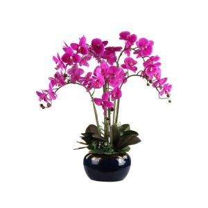 Kunstblumen Künstliches Blumenset, künstliche Phalaenopsis-Blumen, Pflanzenarrangement mit Keramiktopf, künstliche Ornamente in schöner Form für jeden Anlass