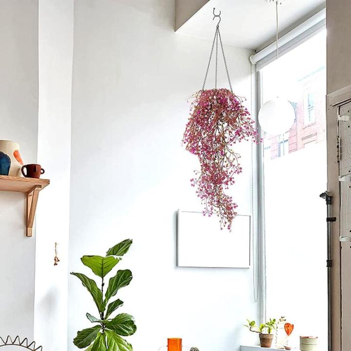 2 stuks hangende mand kunstmatige bloem, kunstmatige bloemen aan de muur, muur gemonteerde kunstmatige bloemen, kunstmatige bloemen buiten, kunstmatige hangplanten voor thuis, tuin