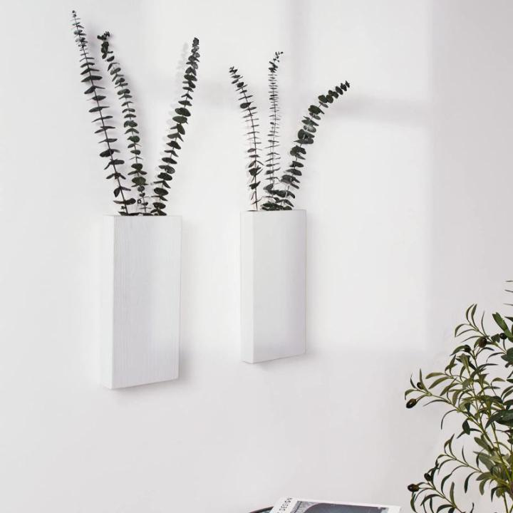 2 stuks houten wandplantenbak voor kamerplanten en gedroogde bloemen, wandhangende houten zak, moderne boerderijwanddecoratie voor woonkamer, slaapkamer, badkamer, thuiskantoor (wi