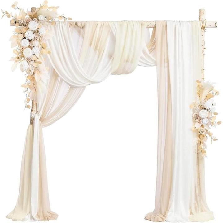 Künstliche Hochzeitsbogenblumen (5er-Pack) mit 2 Blumengirlanden und 3 durchscheinenden Gaze-Drapierstoffen für Hochzeitsfeier, Kaminsims, Tischläufer, Heimdekoration, 6 Stück