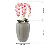 Kunstorchidee cascade boeket crèmerosa in pot, grijs, 112 cm hoog, rubberen bloemen, 5 scheuten, decoratie voor thuiskantoor