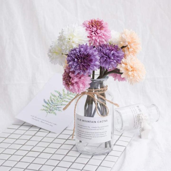 SNAILGARDEN , 12 stuks, 4 kleuren, nepplanten, kunstmatige chrysant met touwtje + wenskaart, zijden hortensia bloemen voor bruidsboeketten, thuis, tuin, feest, kantoorarrangementen