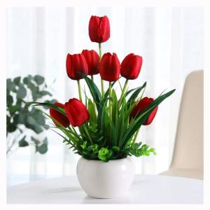 Kunstblumen Gefälschte Tulpe im Topf, mehrfarbige künstliche Blumen, echte Haptik, künstliche Tulpe für Hausgarten, Hochzeitsfeier, Simulationspflanzen für jeden Anlass