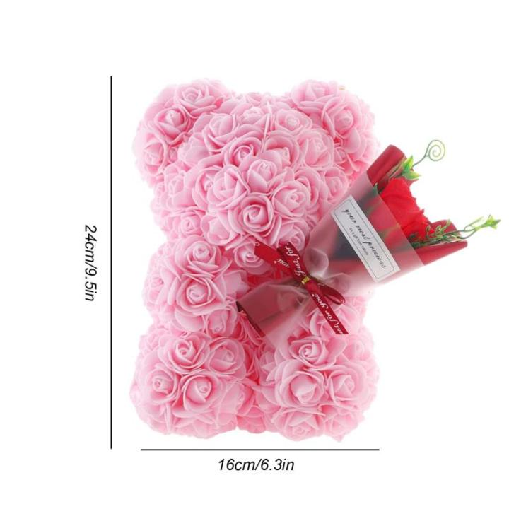 Valentijnsdag rozenbeer cadeau voor haar rozenbeer schattige teddybeer, kunstrozenbeer met rozenboeket, romantische rozen teddybeer cadeau voor Kerstmis