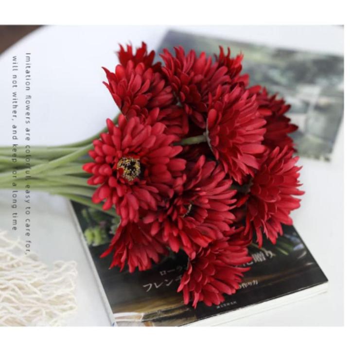 Kunstblumen Künstliche Gerbera-Blumen, Kunstblumen-Arrangement mit Vase, für Hausgarten, Party, Büro, Kaffee, realistische Kunstblumen für jeden Anlass