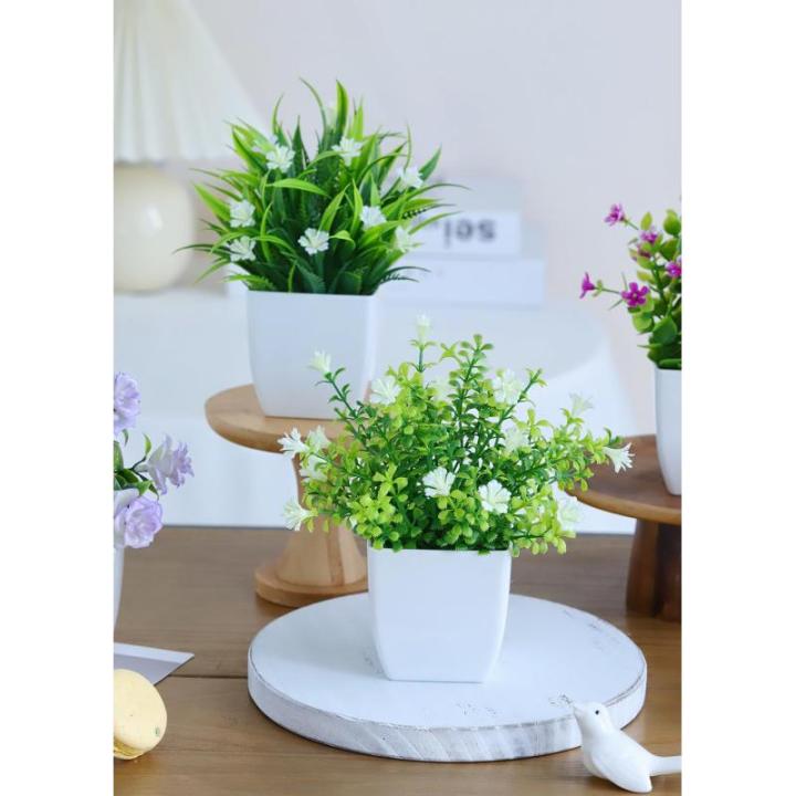 4 stuks mini met pot kleine nepplanten met bloemen voor thuis kantoor tafel kamer badkamer decor binnen