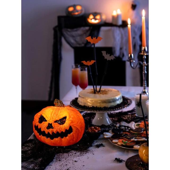 Halloween-Kürbislampe, künstlicher Kürbis, gefälschte Erntekürbisse, beleuchtete Kürbislampe für Halloween, Veranda, Party, Haustür, Kamindekoration, 17 x 17,8 cm (1#)
