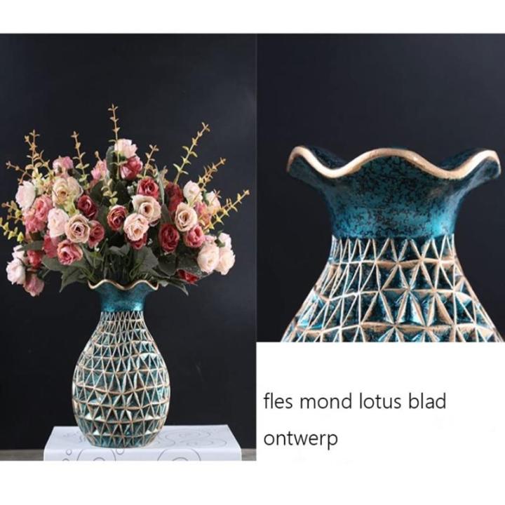 Kunstblumen Künstliche Blumen mit Topf, künstliche Seidenrose mit Harzvase für Heimbüro-Dekoration, Tischdekoration, Badezimmer-Ornamente für jeden Anlass
